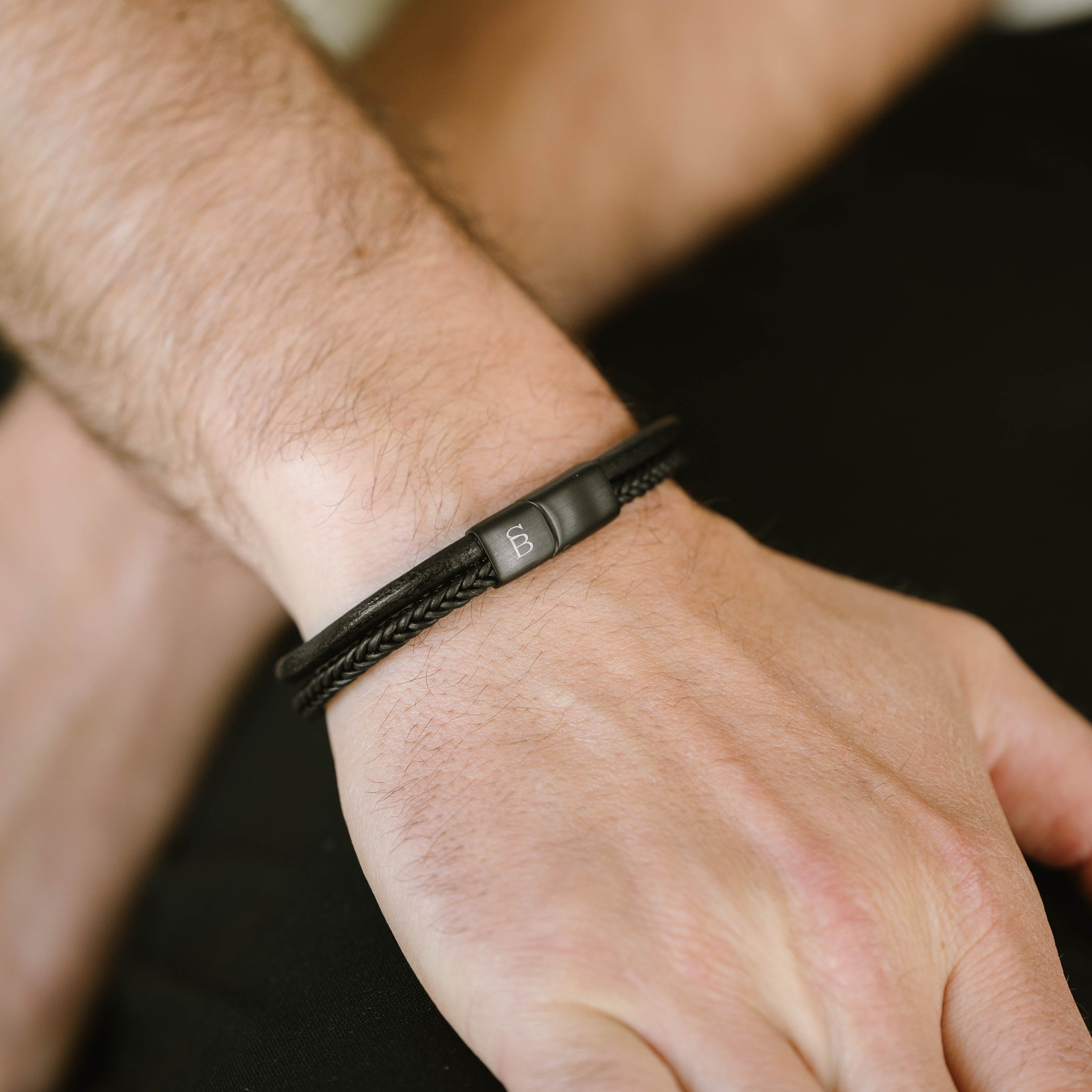 all black stainless steel bracelet minimal jewelry for men steel and barnett