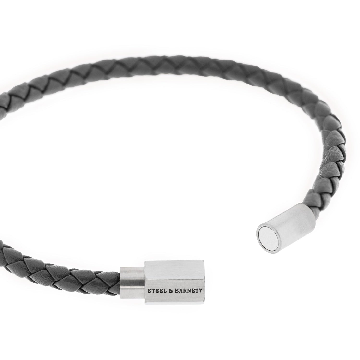 grey thin leather bracelet for men steel and barnett stainless steel gifts for him Luke Landon Nappa Leather Bracelet Dark Gray