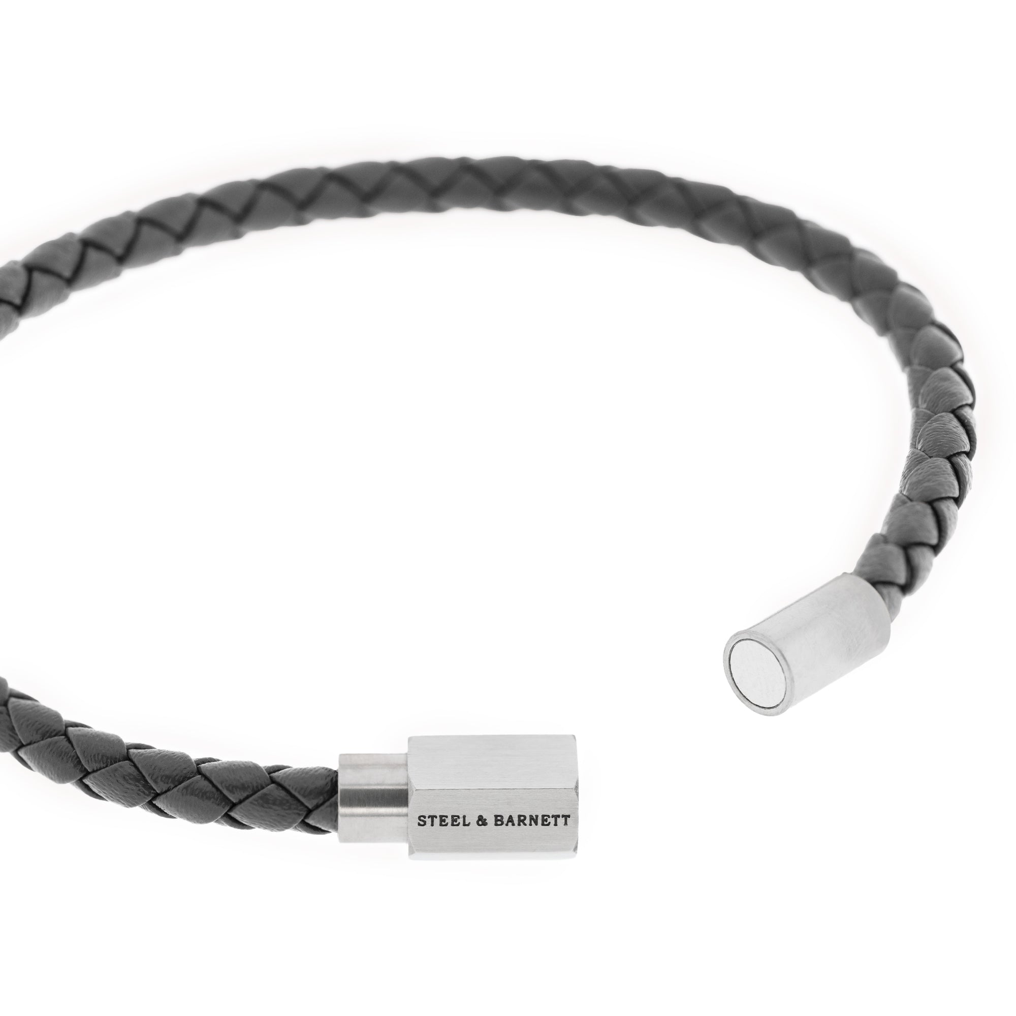 grey thin leather bracelet for men steel and barnett stainless steel gifts for him Luke Landon Nappa Leather Bracelet Dark Gray
