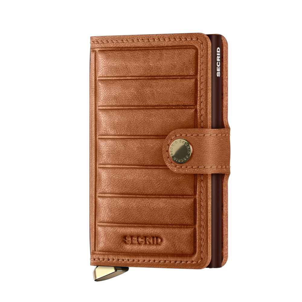 Mini wallet Emboss Lines Cognac