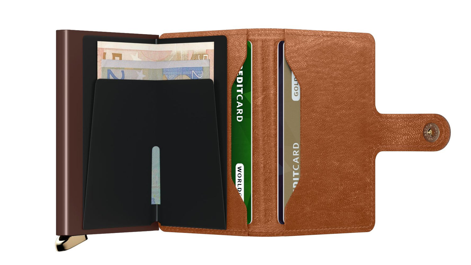 Mini wallet Emboss Lines Cognac
