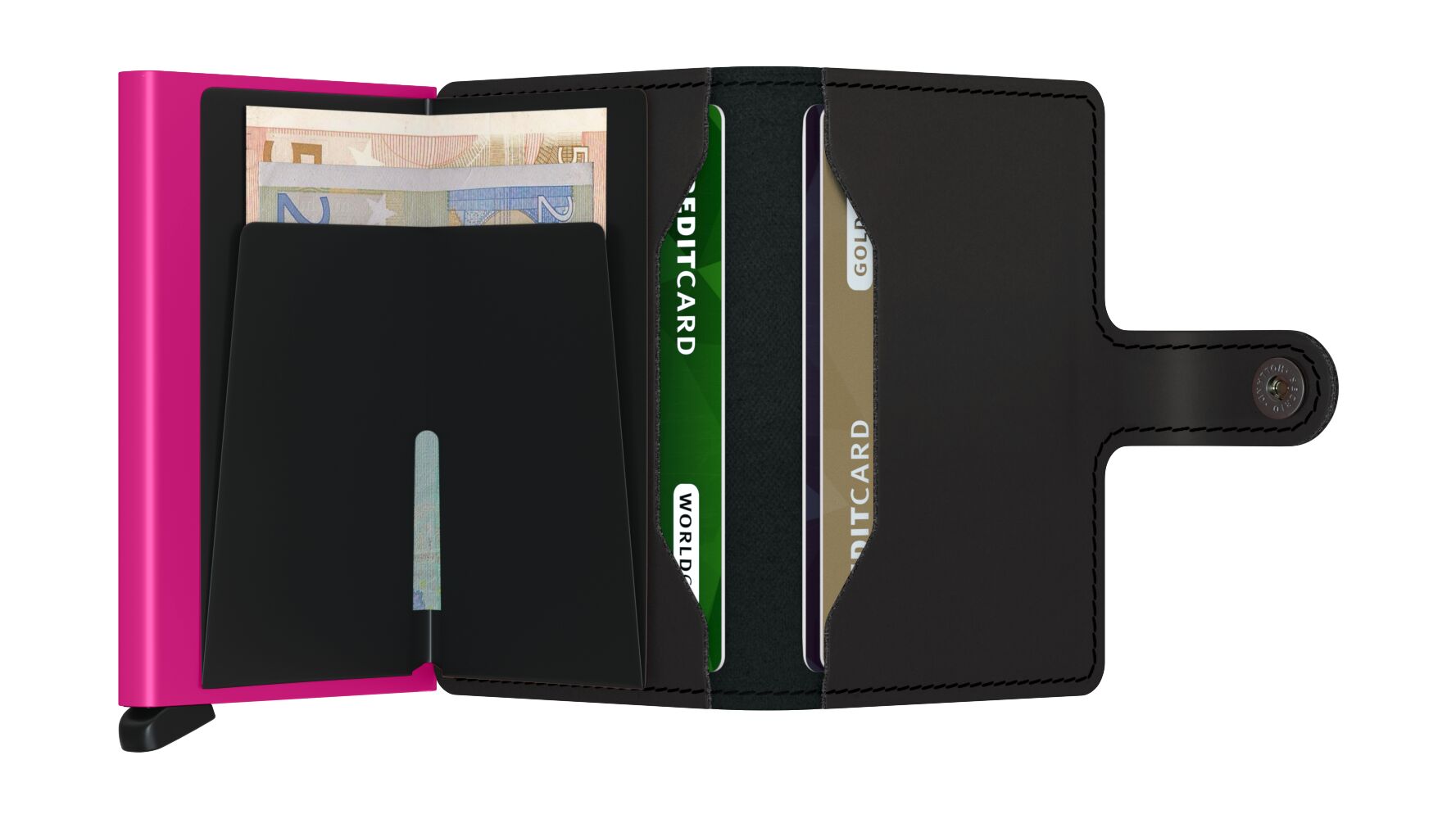 Miniwallet Matte Black & Fuchsia