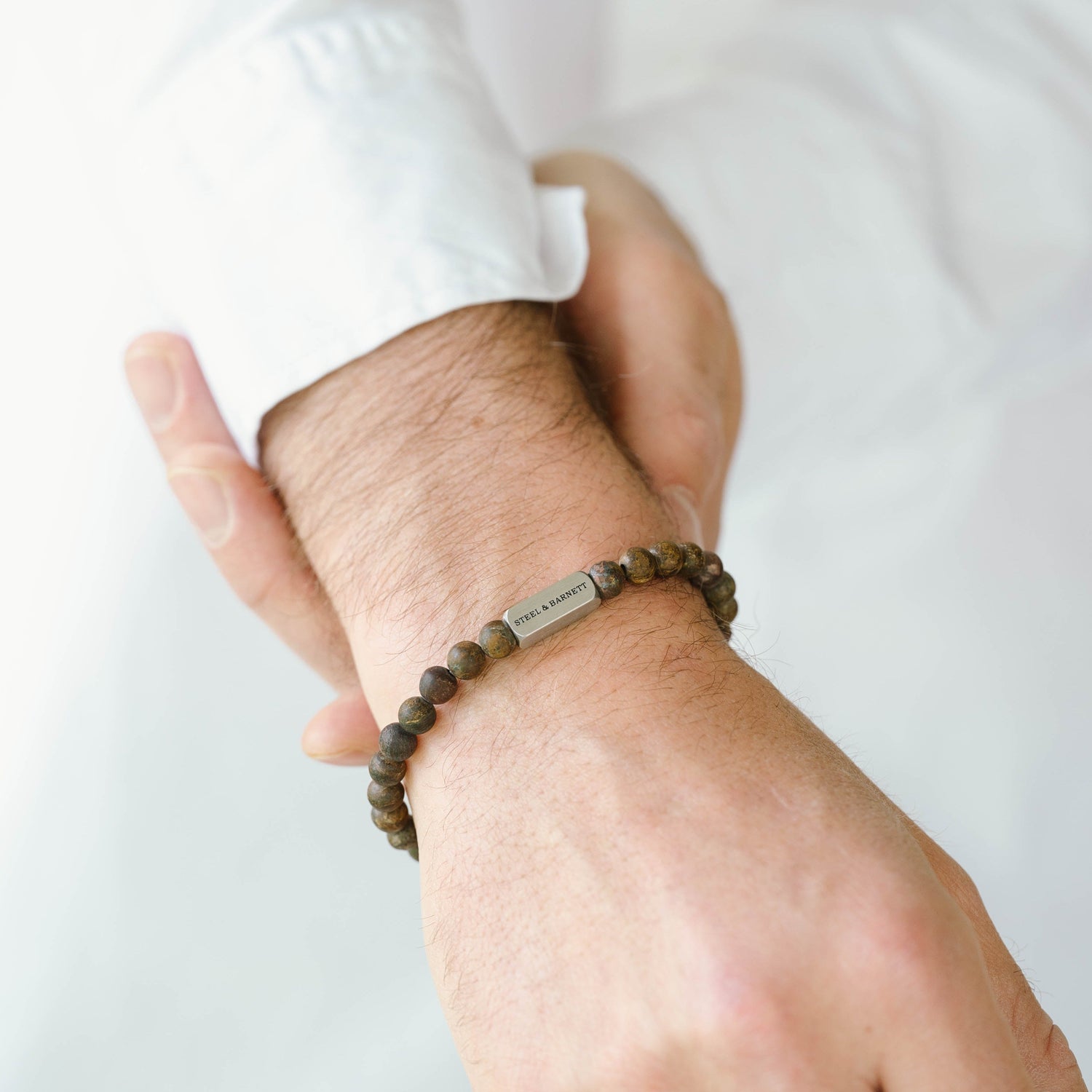 Natural Ned 6mm Round Gemstone Bracelet Matt Bronzite