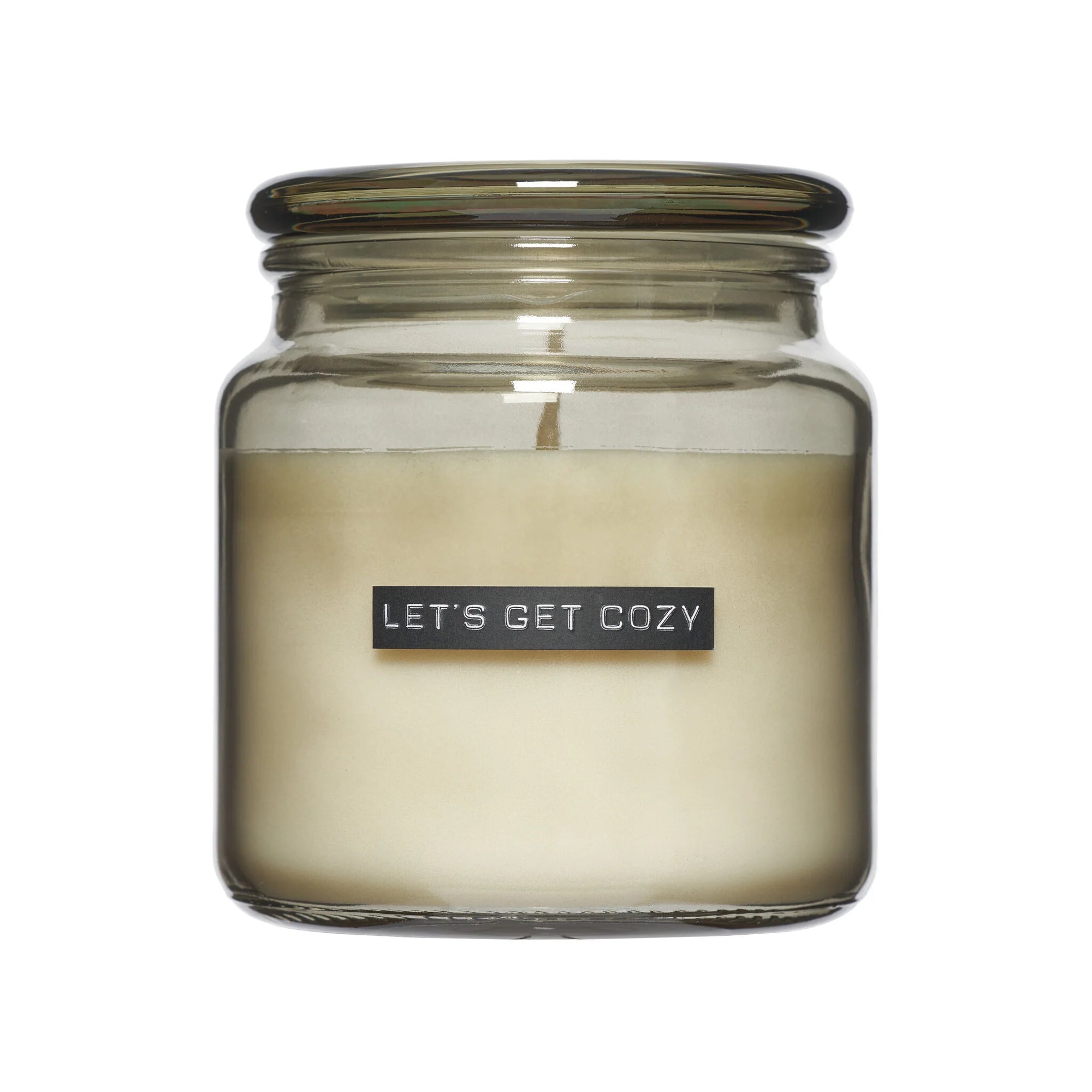 Big scented candle smokey black Dark Amber LET&