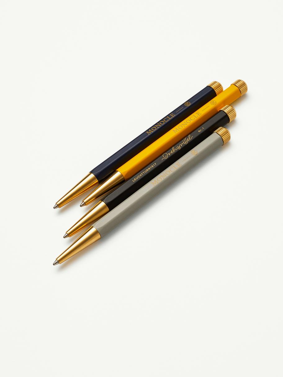 Leuchtturm Drehgriffel x Monocle Nr. 1 Balpen met gelvulling zwart