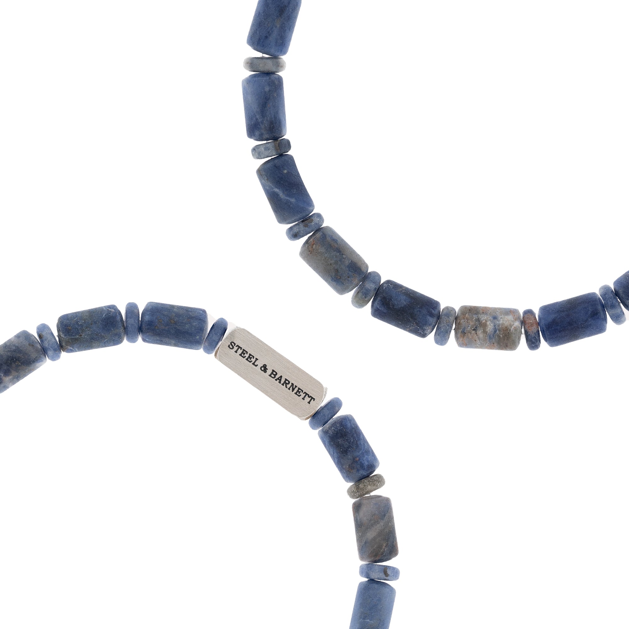 blue stone bracelet for men stainless steel gift for him steel and barnett Colourful Cal Barrel Gemstone Bracelet Matt Sodalite