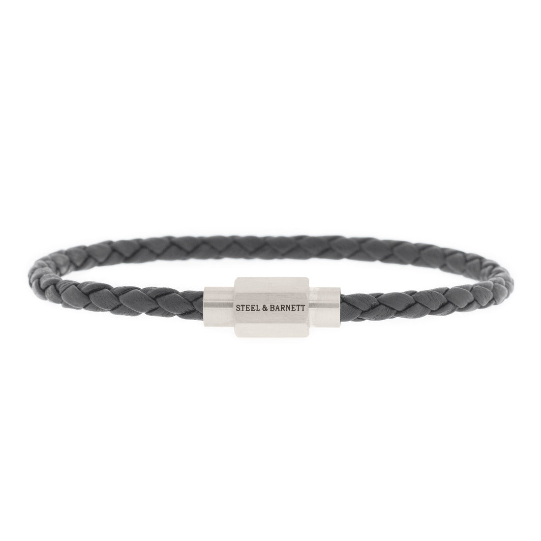 grey thin leather bracelet for men steel and barnett stainless steel gifts for him Luke Landon Nappa Leather Bracelet Dark Gray