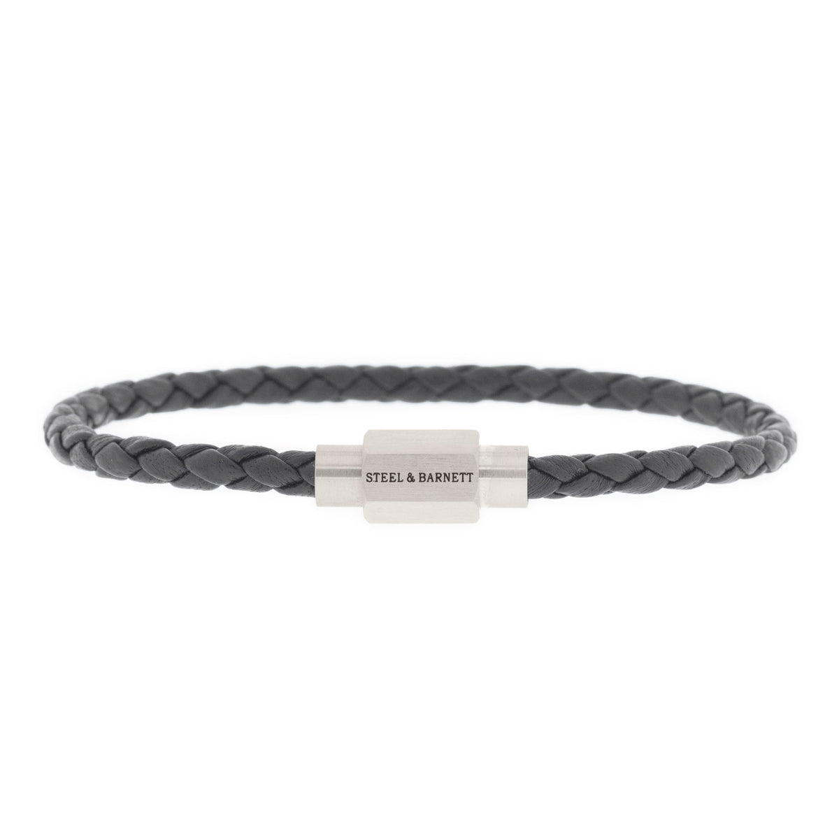 grey thin leather bracelet for men steel and barnett stainless steel gifts for him Luke Landon Nappa Leather Bracelet Dark Gray