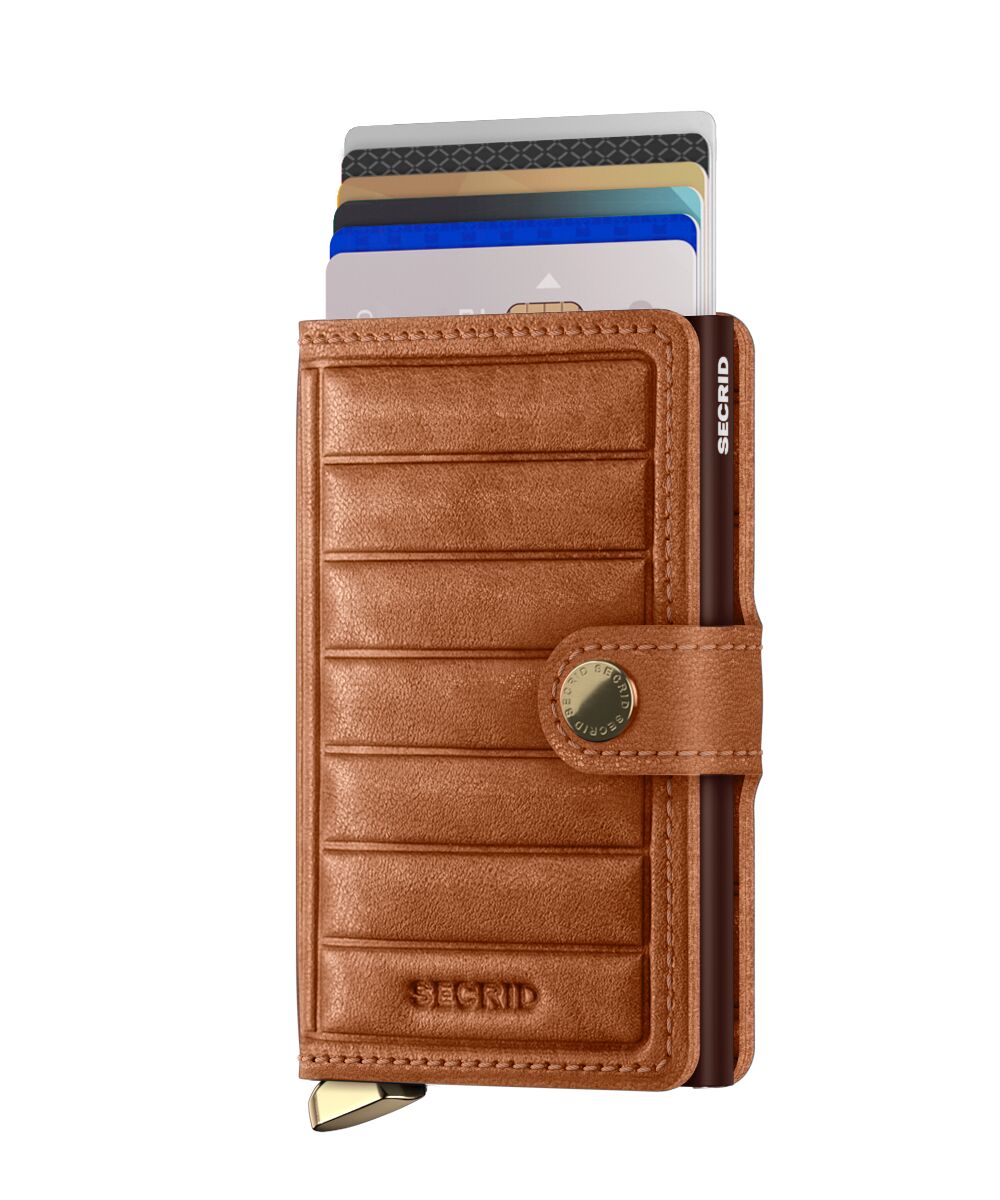 Mini wallet Emboss Lines Cognac