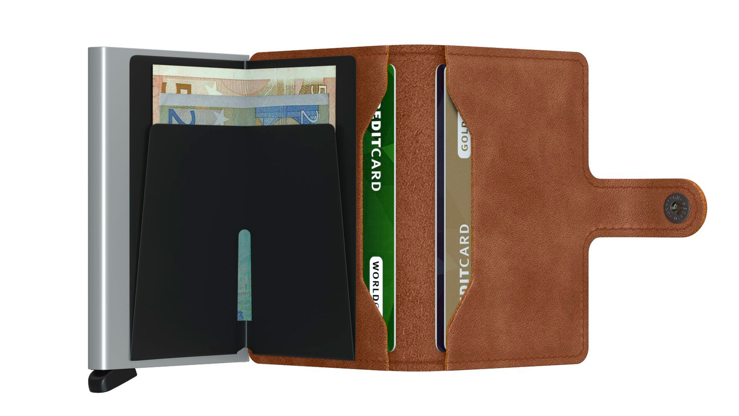Miniwallet Vintage Cognac-Silver