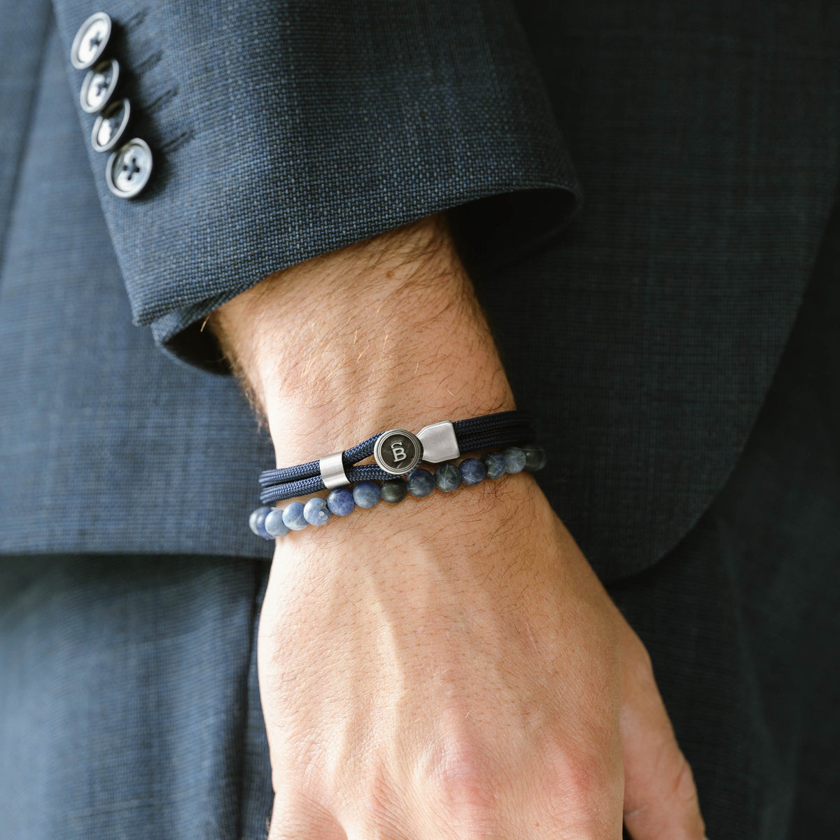 Blue Rope Bracelet Set silver stainless steel rope bracelet for men 