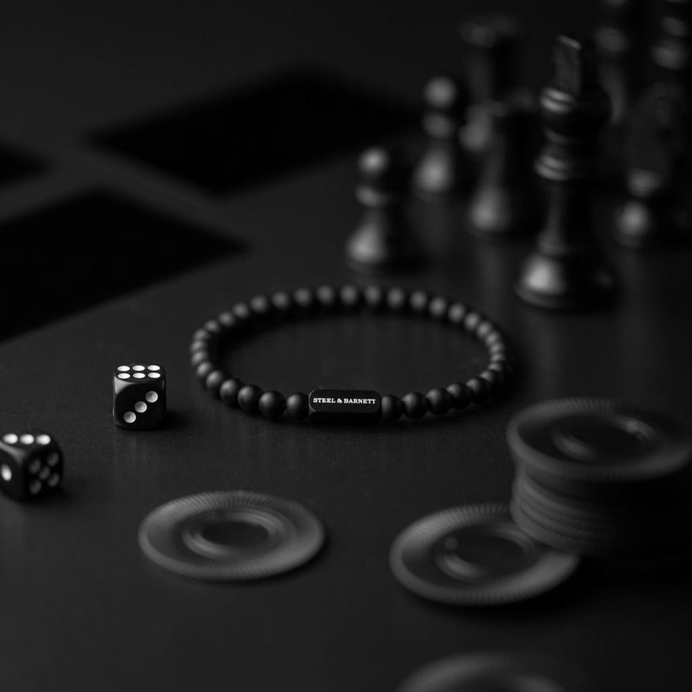 Black Edition 6 mm rundes Edelstein-Armband, natürlich, Ned